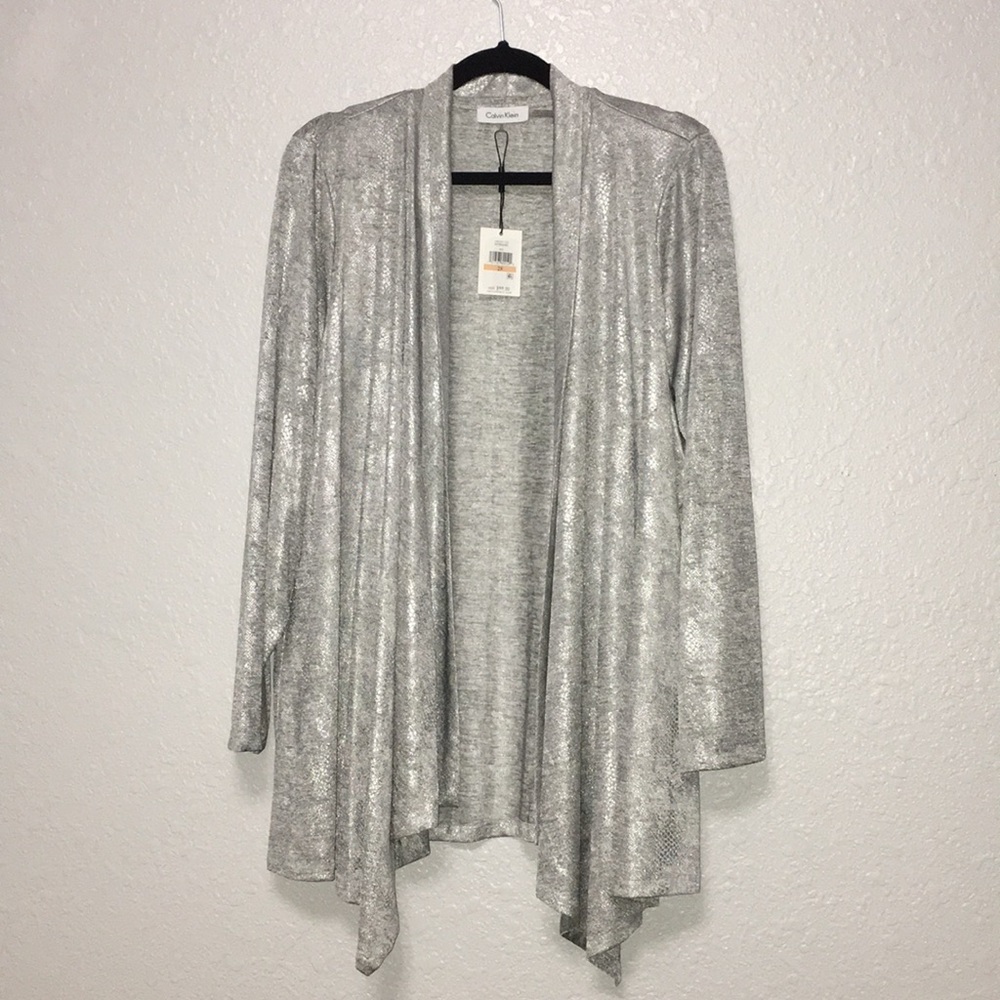 Calvin Klein's Metallic Knit Cardigan NWT